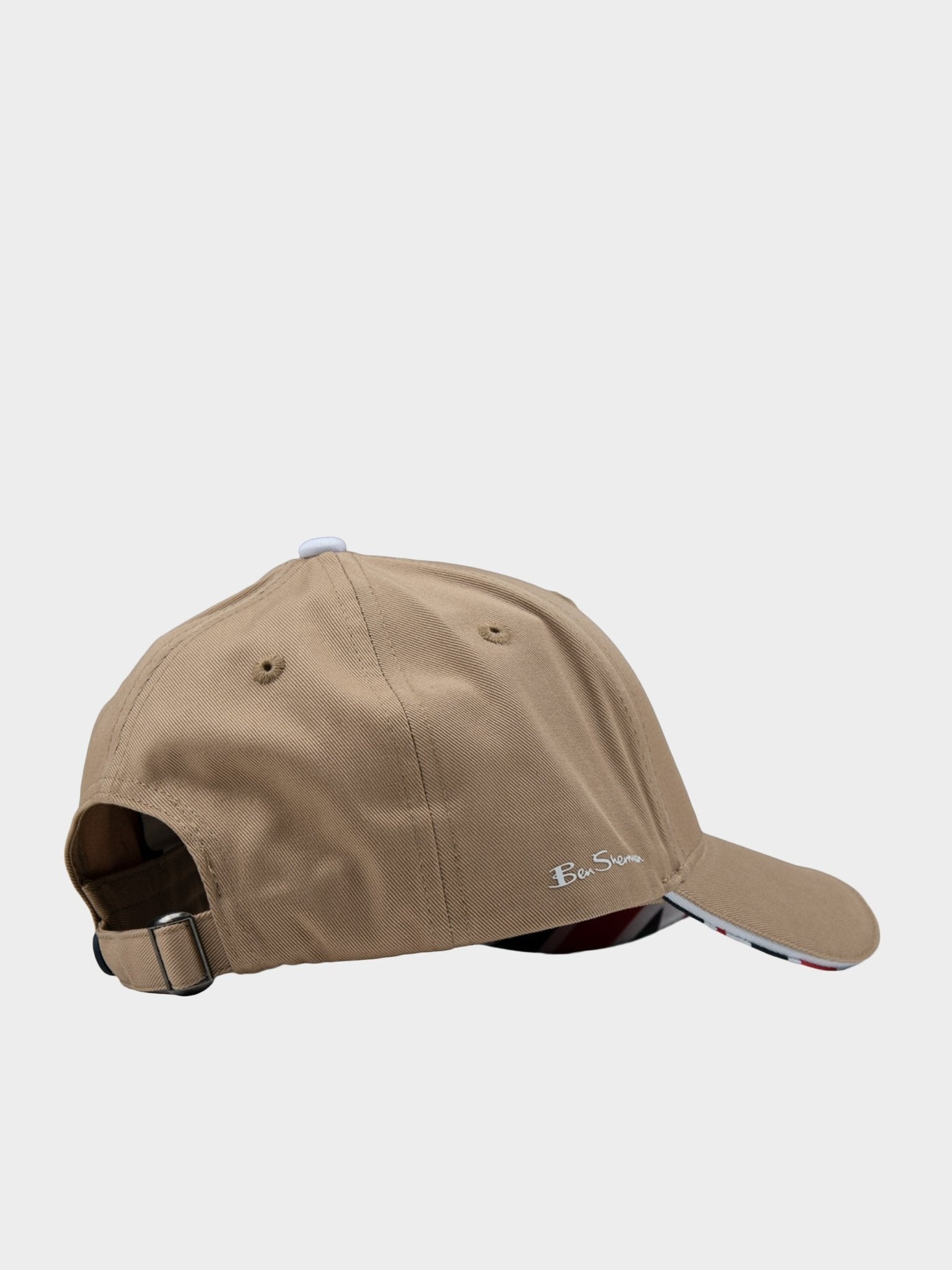 Back view of Ben Sherman Adult Targy Peak Cap in Cornstalk showing adjustable hook/loop strap