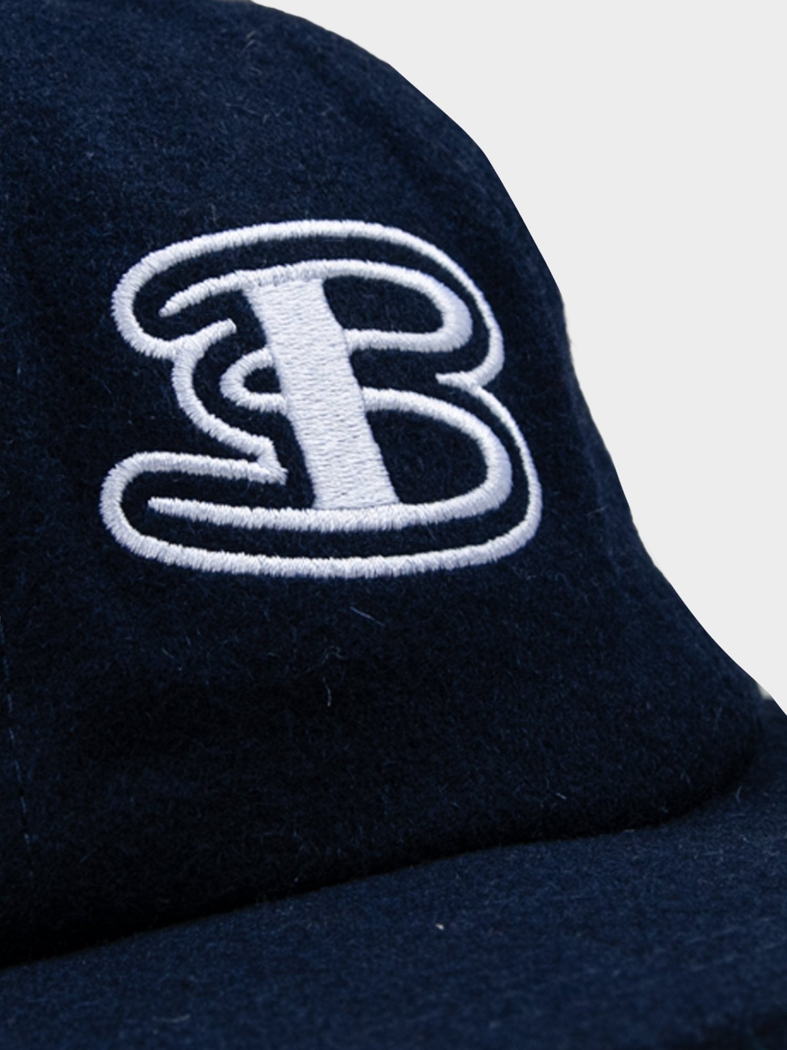 Interior view of Ben Sherman Preppy Wool Blend Cap in Navy showing Union Jack lining detail