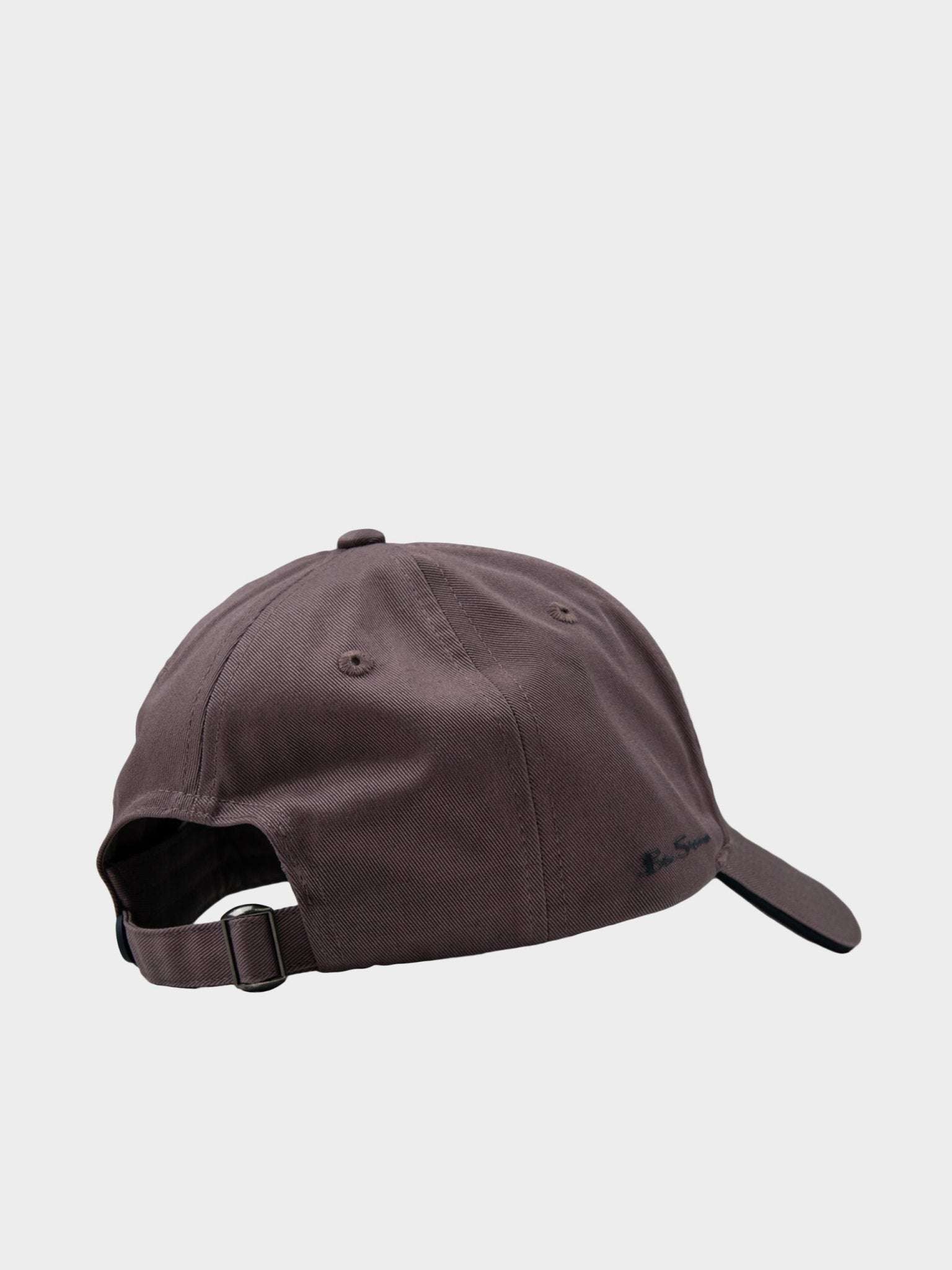 Back view of Ben Sherman Metal Target Badge Cap in Cocoa Powder featuring adjustable strap closure