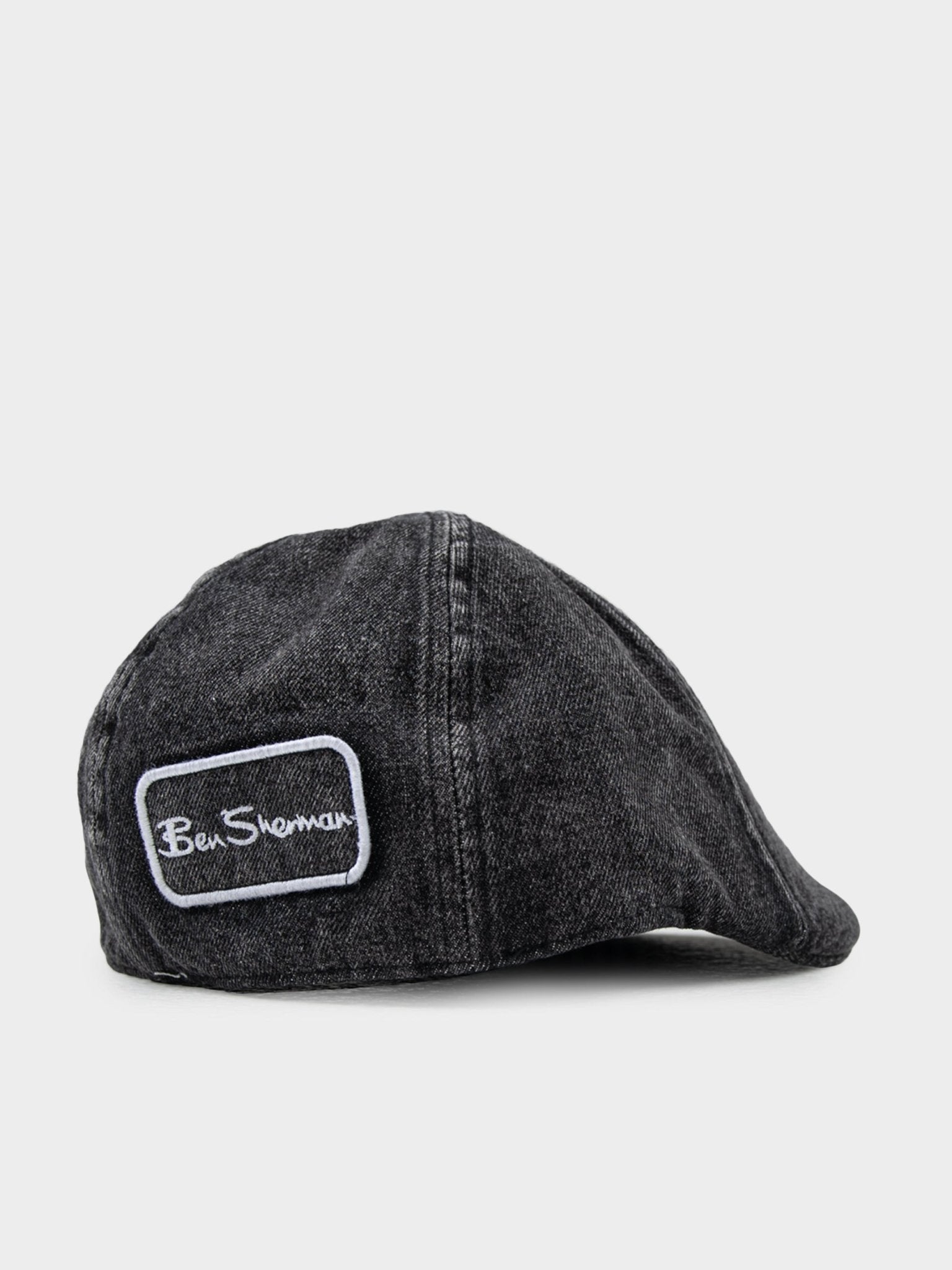 Back view of Ben Sherman Denim Dixie Cap in Charcoal with embroidered Ben Sherman logo patch