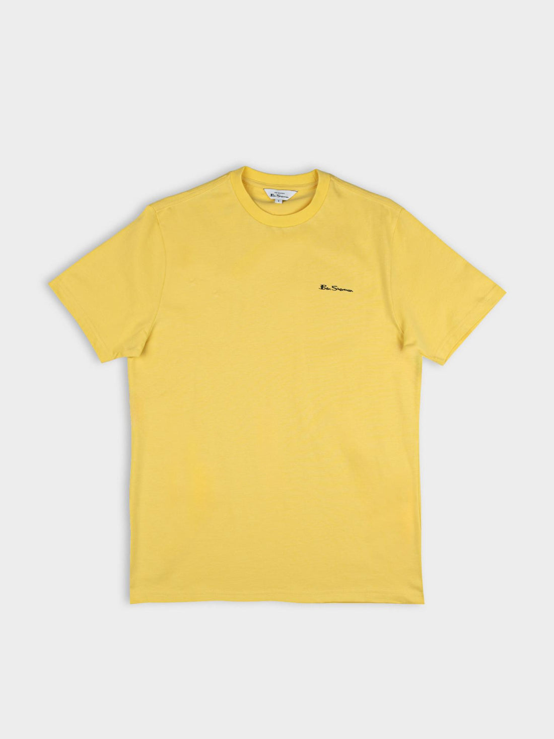 Ben Sherman Oasis Yellow T-Shirt - Men's Classic Logo Crew Neck Tee - Front View