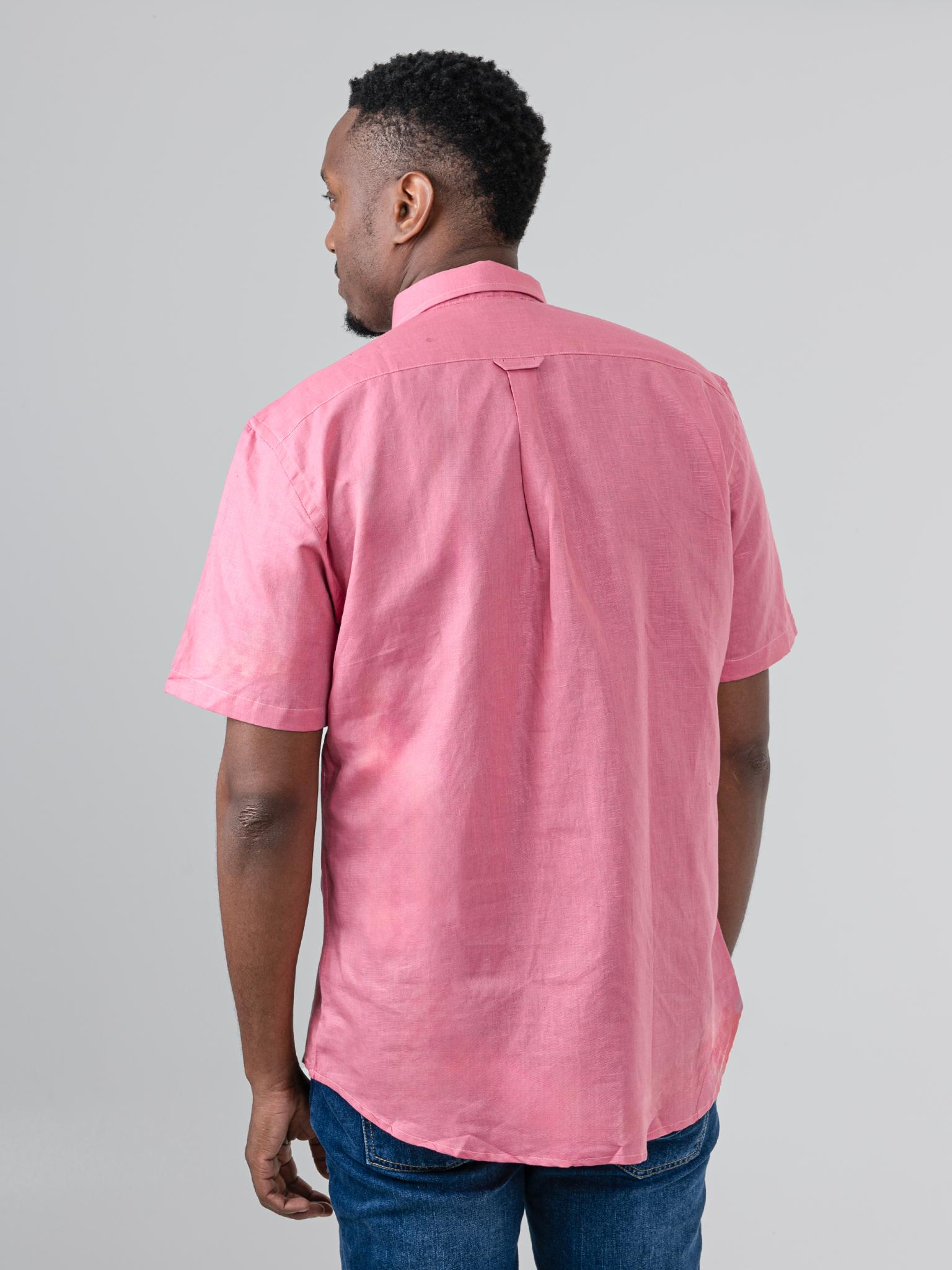 Men's Salmon Linen Short Sleeve Shirt | Ben Sherman South Africa