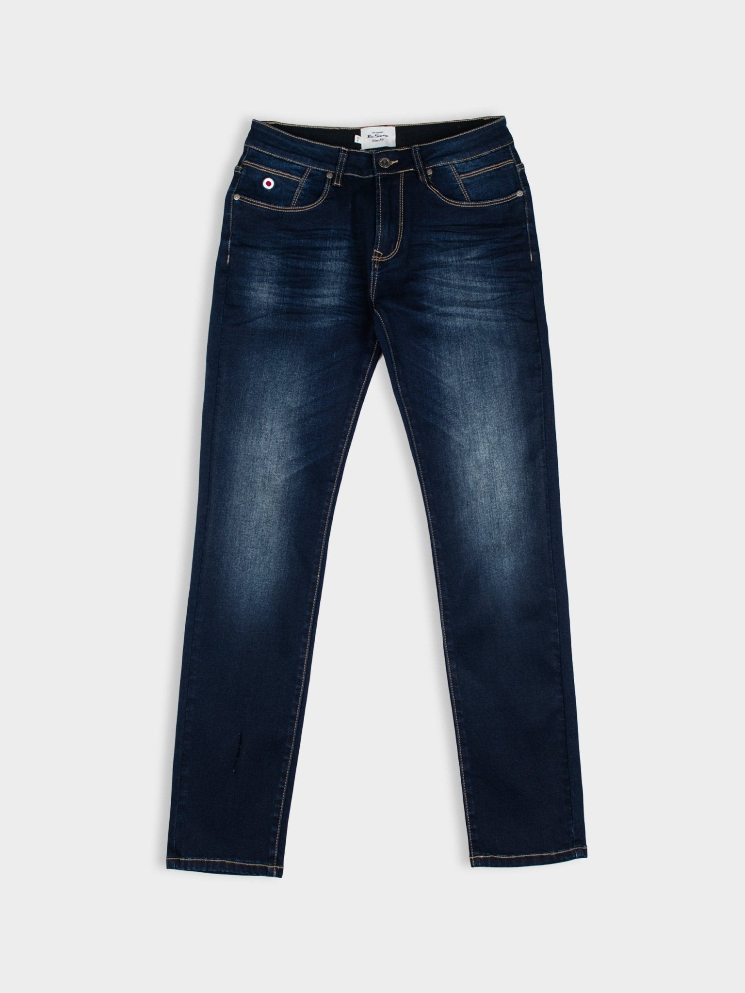 Slim Fit Enzyme Dirty Wash Denim - Dark Blue