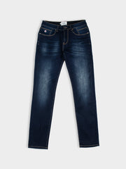 Ben Sherman slim fit enzyme dirty wash denim jeans in dark blue – front view