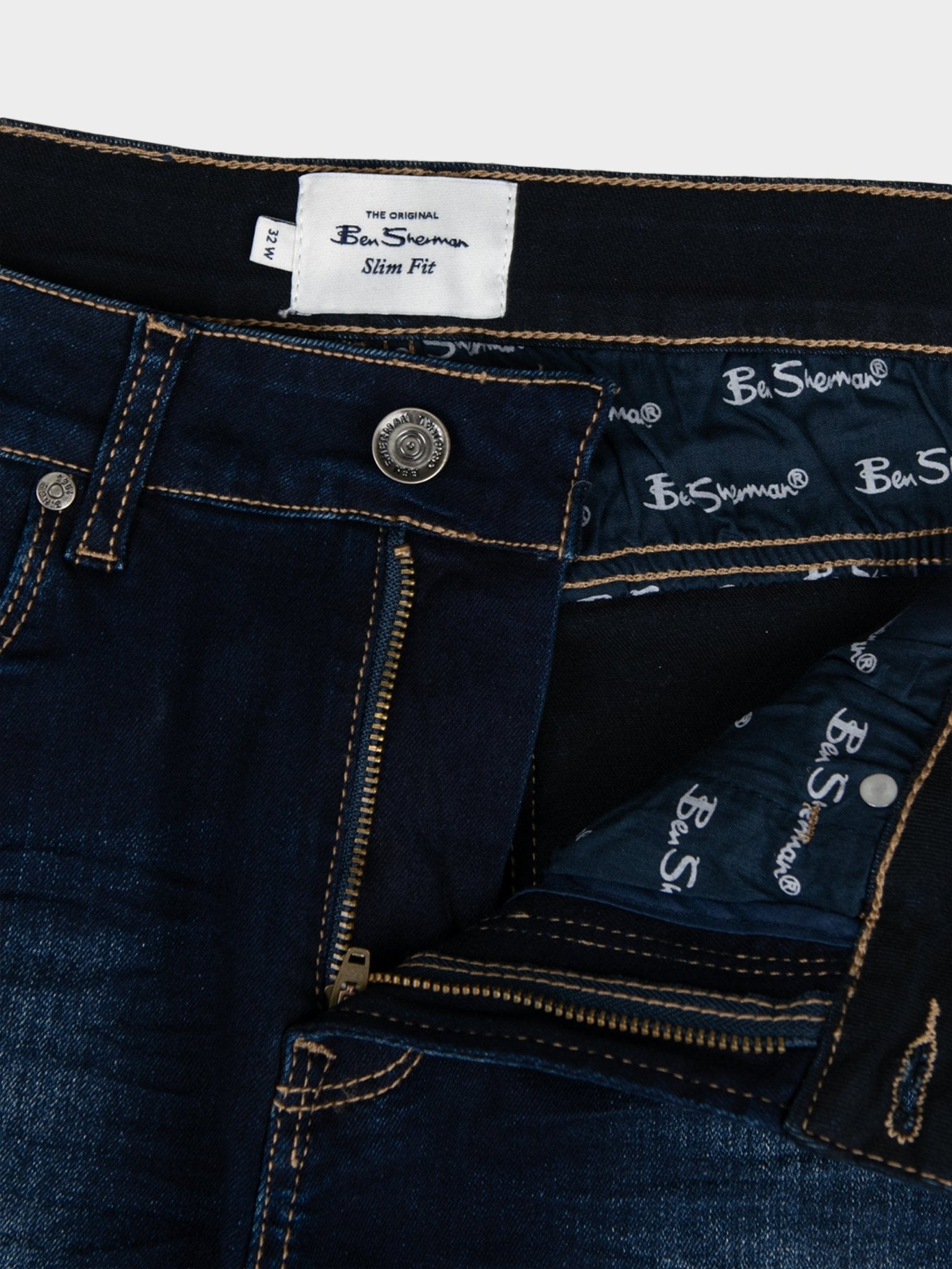 Slim Fit Enzyme Dirty Wash Denim - Dark Blue