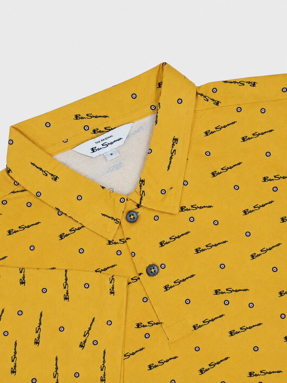 Ben Sherman Target All Over Print Polo in Dijon - Collar Detail View