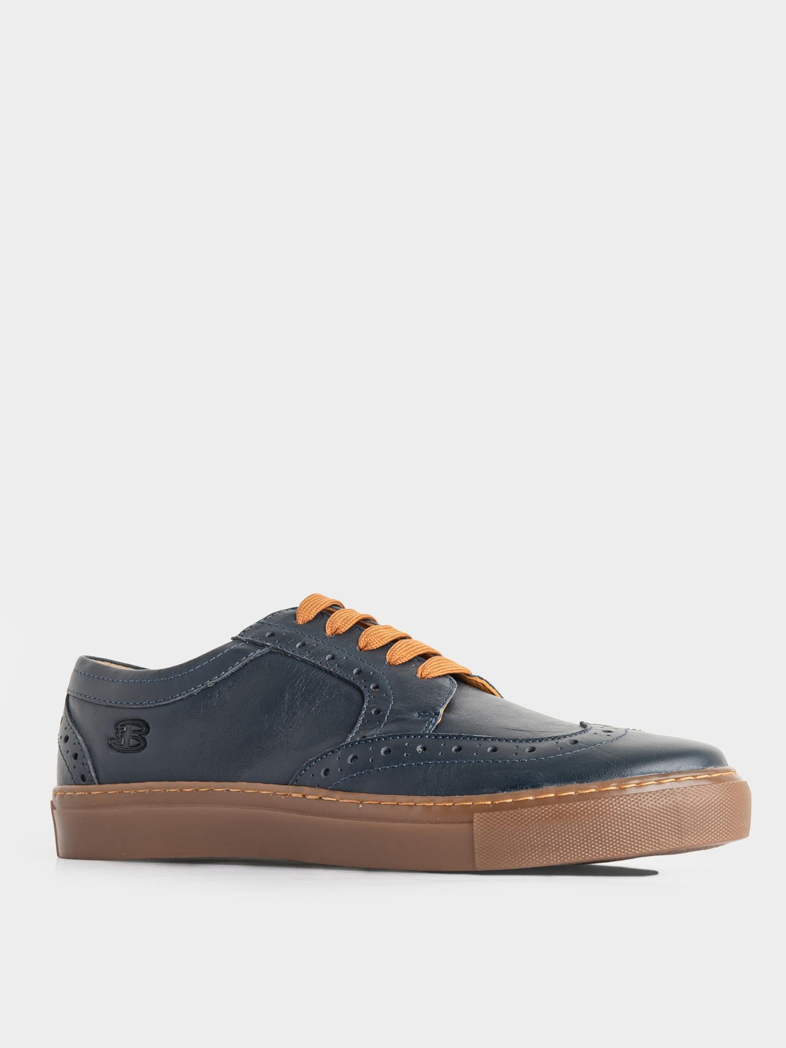 B Leather Brogue  - Navy