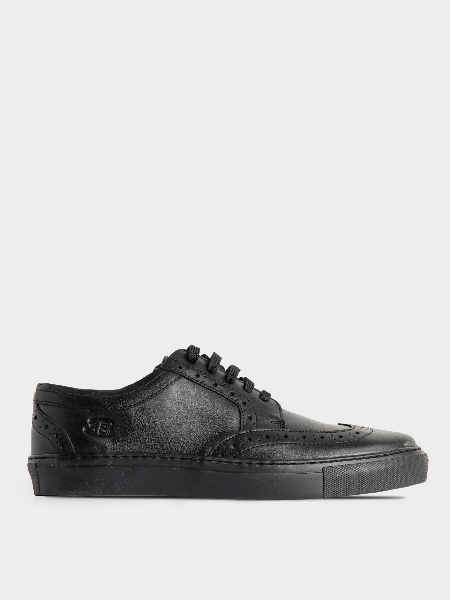 B Leather Brogue  - Black