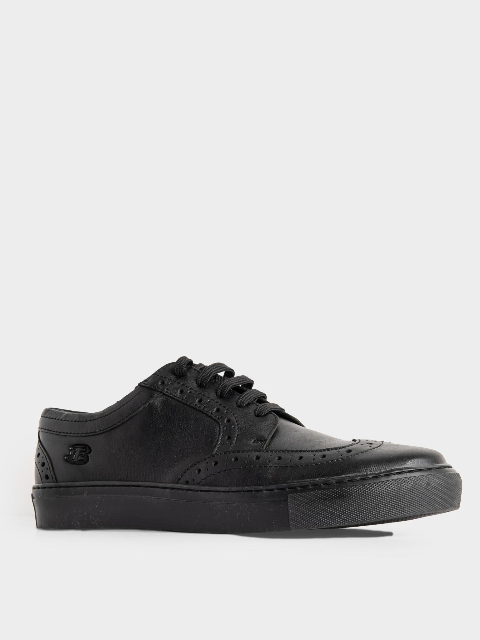 B Leather Brogue  - Black