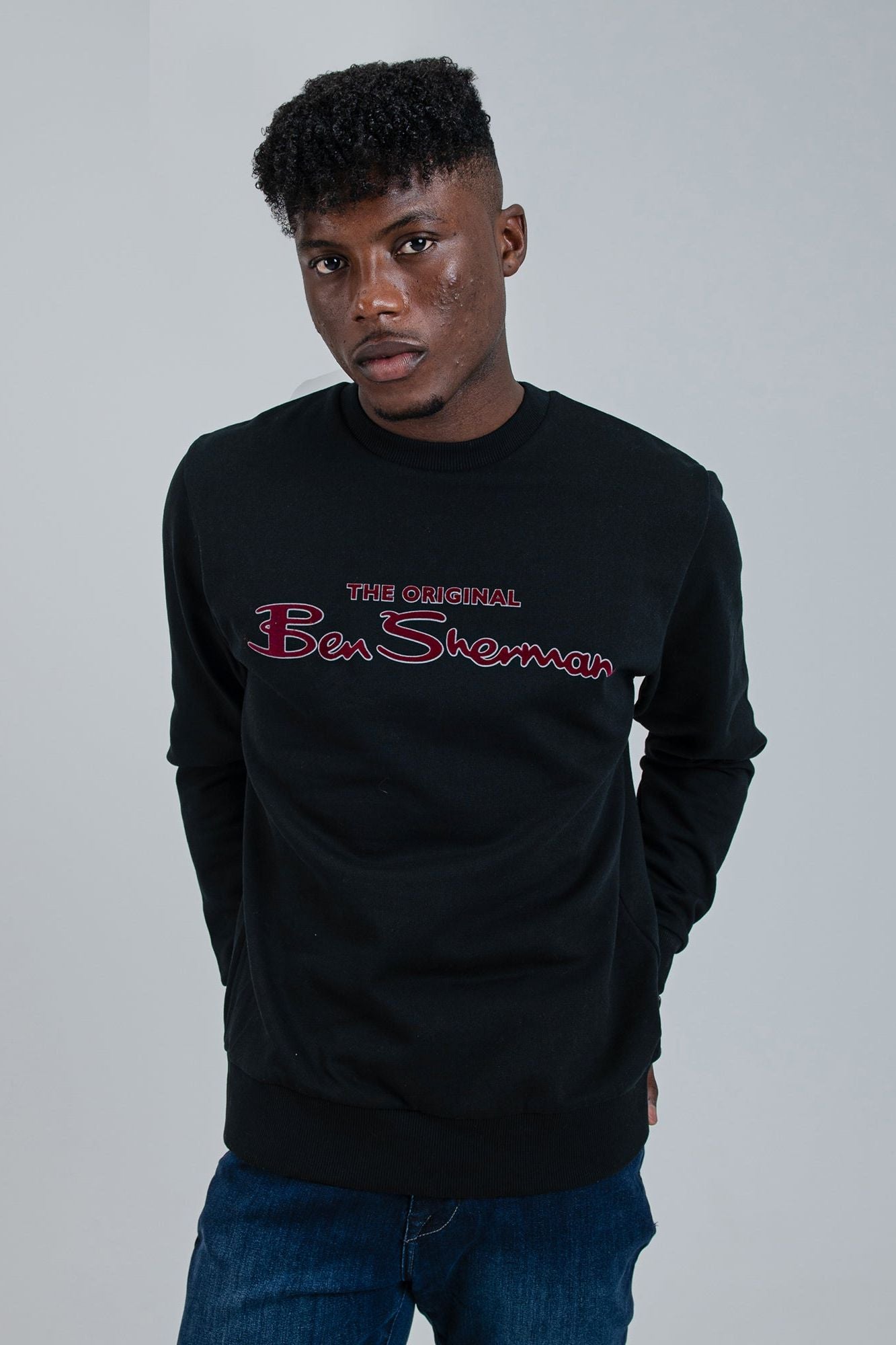 Signature Flock Crew Fleece - Black