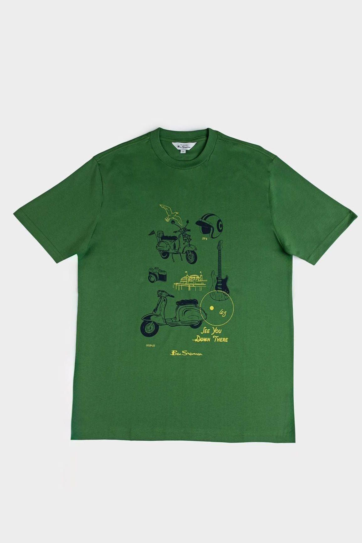 SKETCHED MOD ZONE TEE - Elm Green