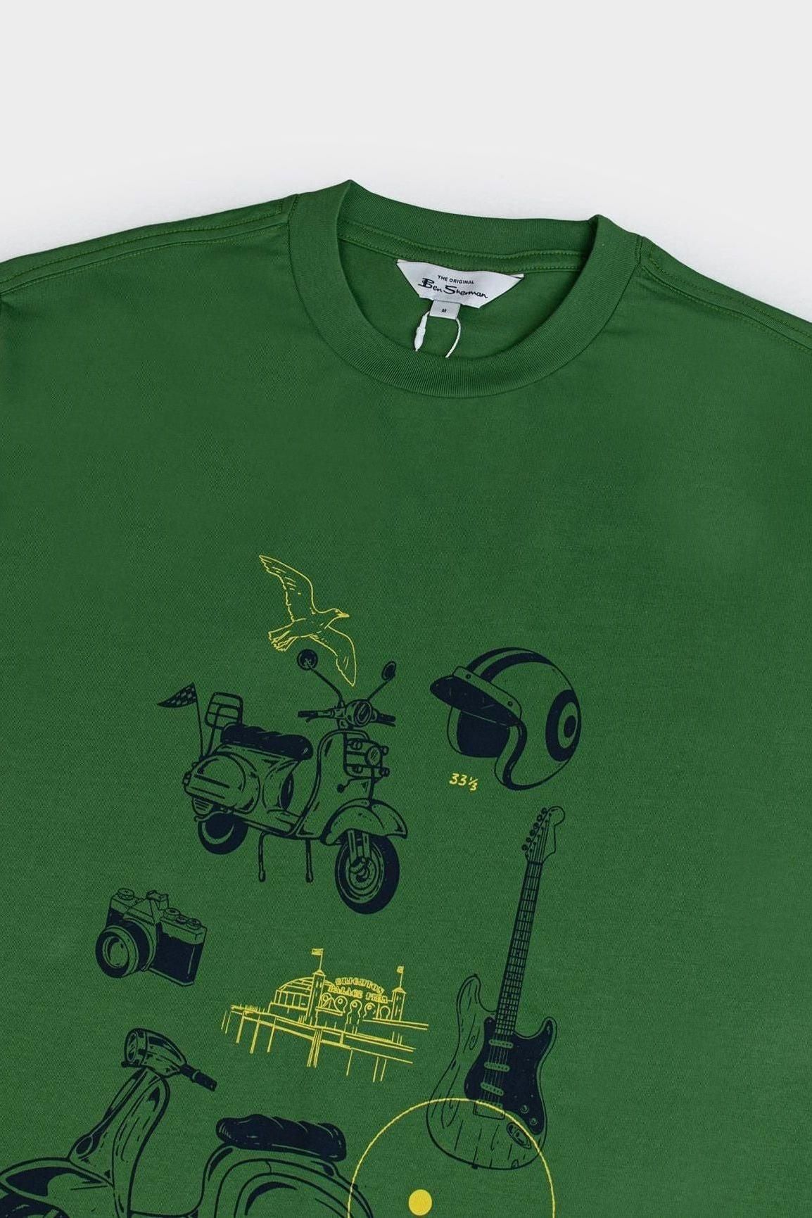 SKETCHED MOD ZONE TEE - Elm Green