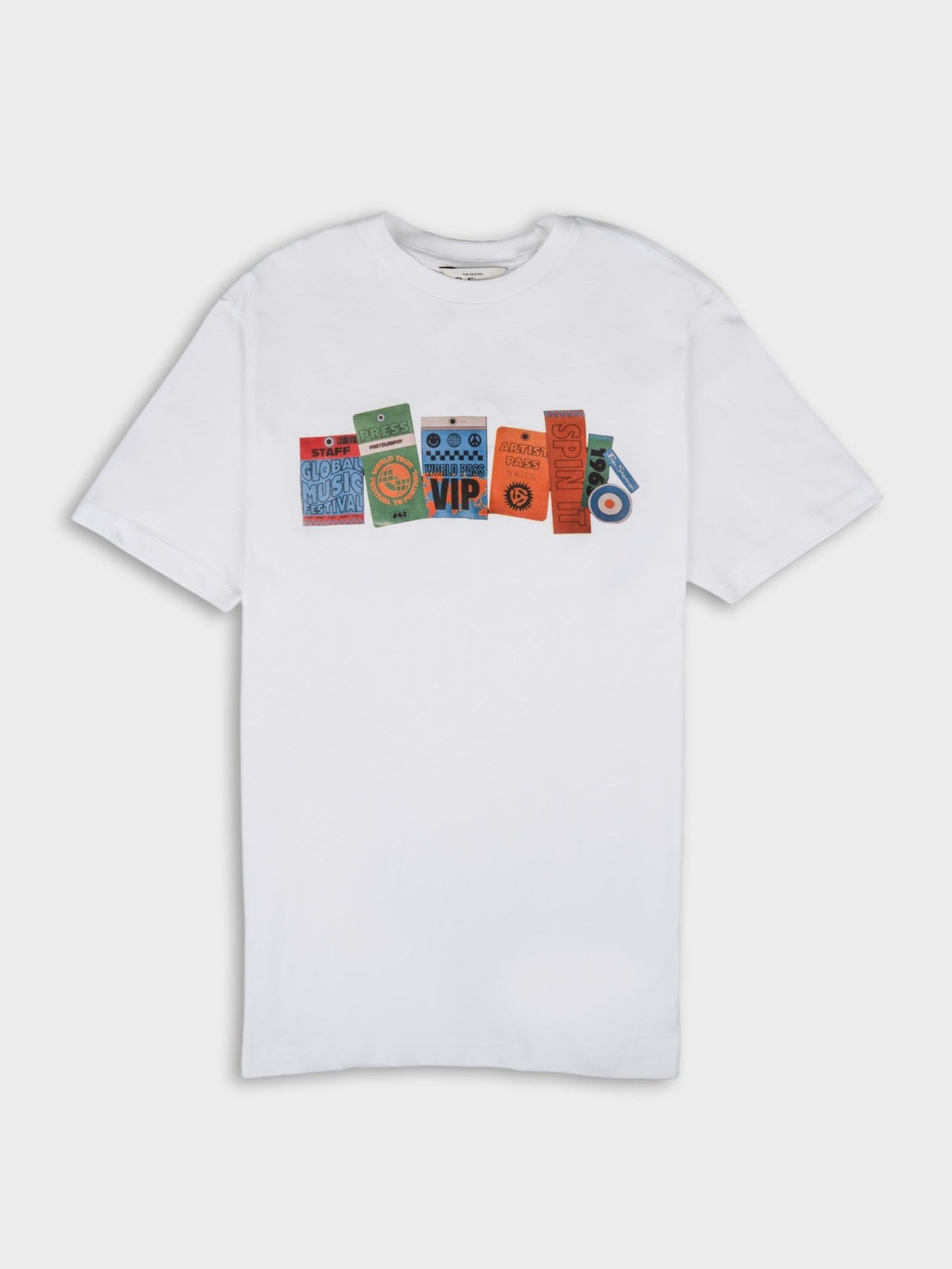 Ben Sherman Festival Pass Tee Shirt in White - men's crew-neck graphic T-shirt with vintage festival pass print
