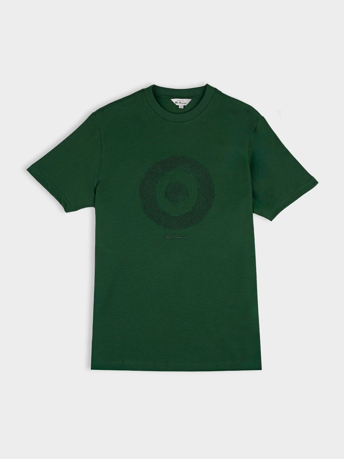 Ben Sherman Target Towelling Applique Tee in Forest Green - men's crew-neck cotton T-shirt with plush towelling target logo
