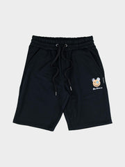 Happy Bear Fleece Jog Shorts - Black
