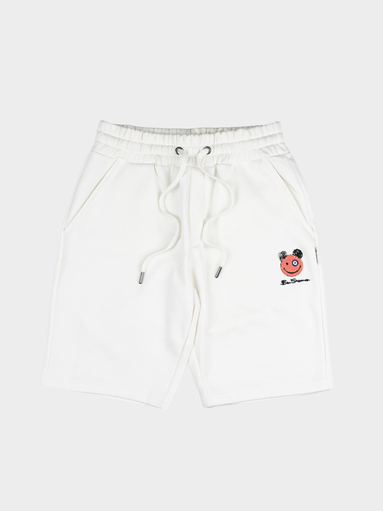 Happy Bear Fleece Jog Shorts - Off White