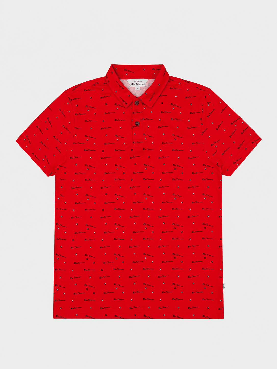 Ben Sherman Target All Over Print Polo in Red - Front View