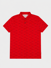 Ben Sherman Target All Over Print Polo in Red - Front View