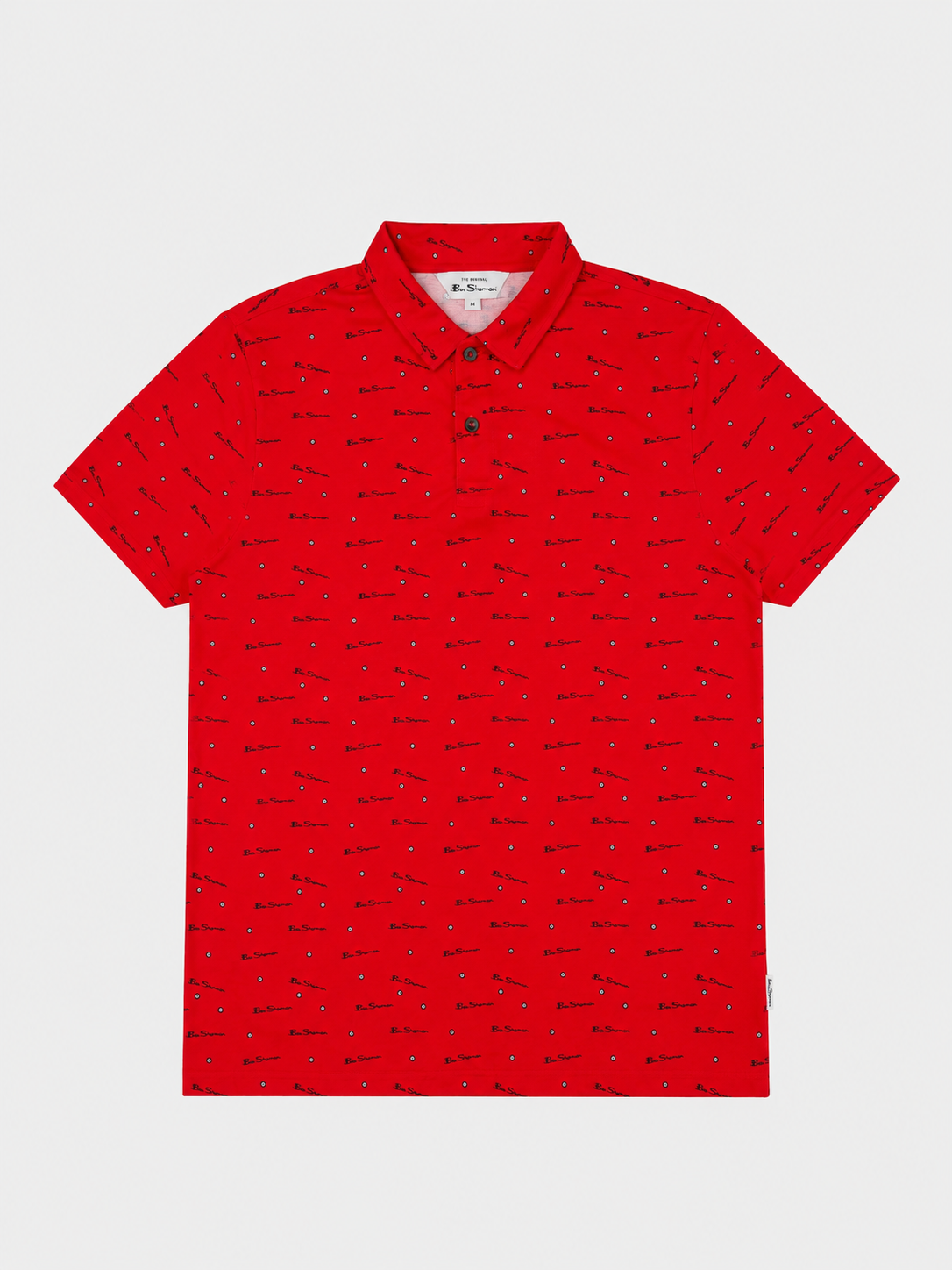 Ben Sherman Target All Over Print Polo in Red - Front View