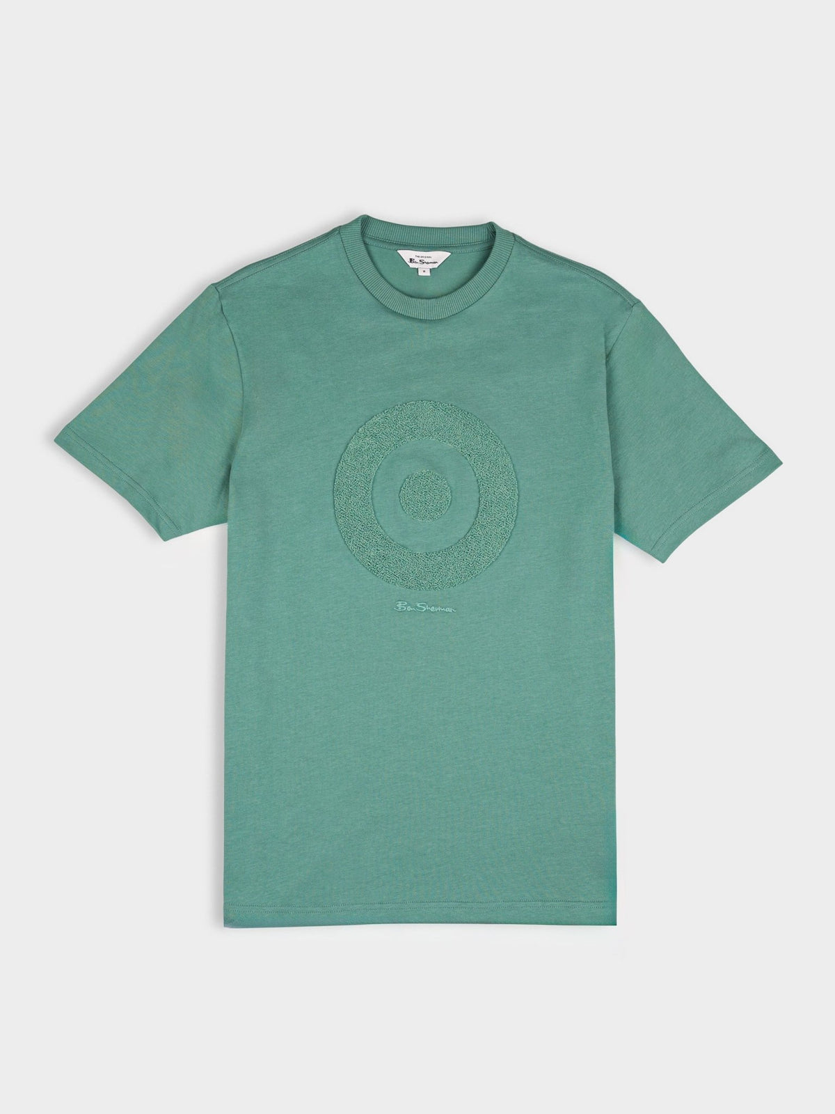 Ben Sherman Target Towelling Applique Tee in Sea Deep - men's crew-neck cotton T-shirt with plush towelling target logo