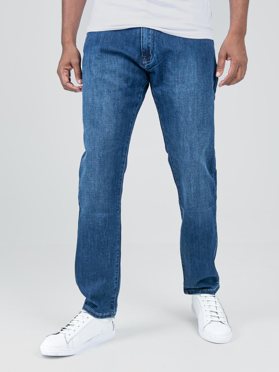 Straight Leg Classic Fit Denim - Mid Blue