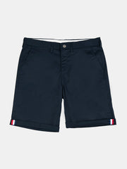 Ben Sherman Signature Chino Shorts in Navy - Men's Cotton Shorts with Button Fly and Striped Turn-Up Cuffs