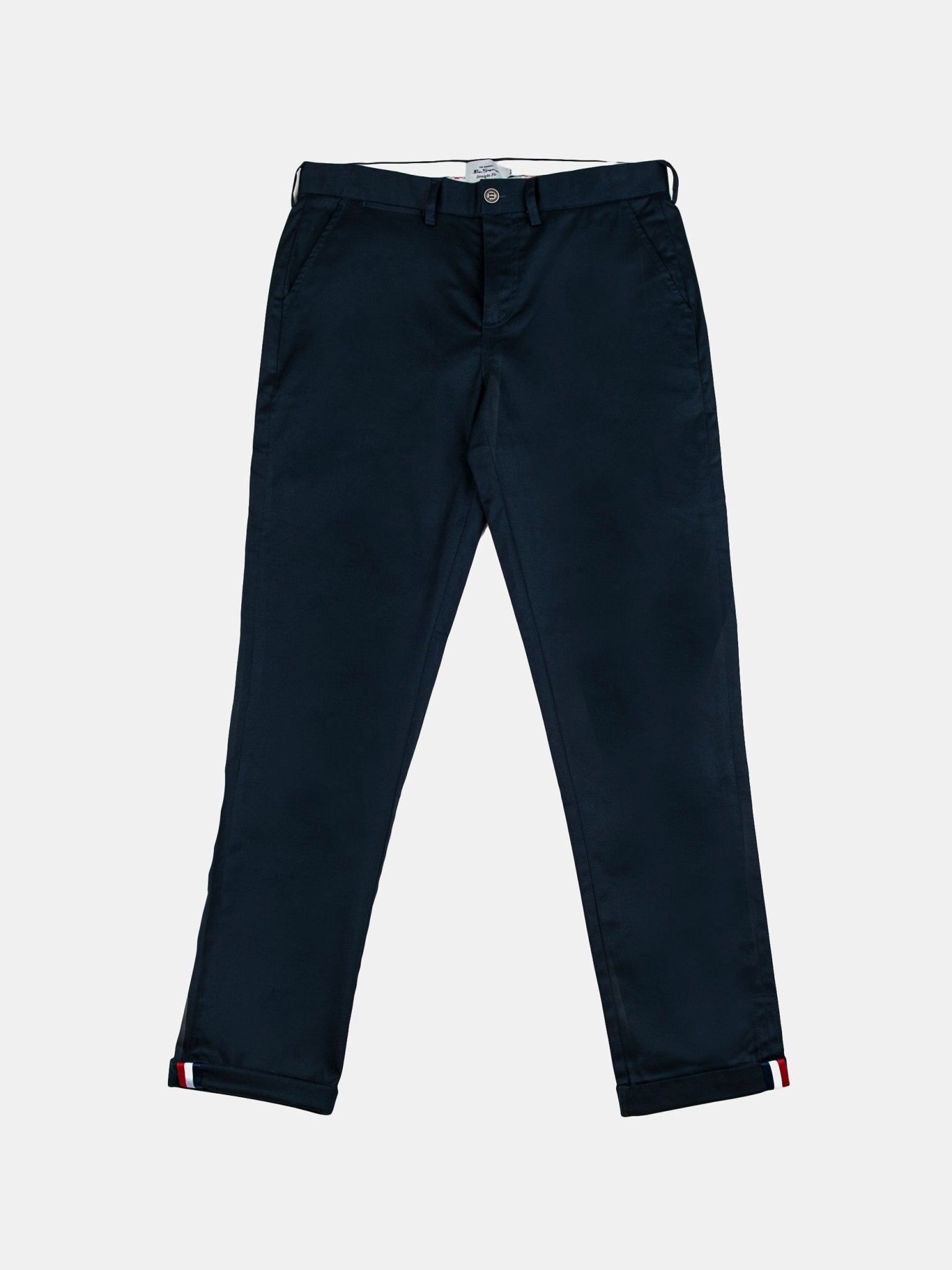Ben Sherman Straight Fit Chino Pants in Navy - Cotton Canvas Trousers Front View