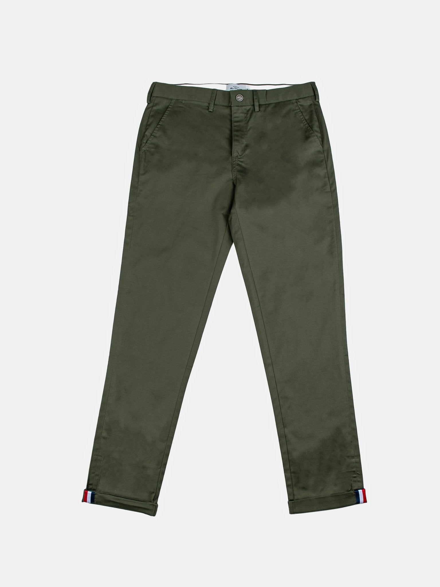 Ben Sherman Men's Straight Fit Chino Pants in Olive - Front View