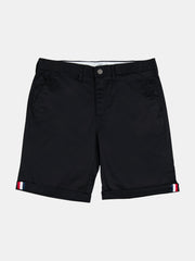 Ben Sherman Signature Chino Shorts in Black - Men's Cotton Shorts with Button Fly and Striped Turn-Up Cuffs