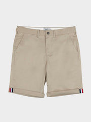 Ben Sherman Signature Chino Shorts in Sandstone - Men's Cotton Shorts with Button Fly and Striped Turn-Up Cuffs