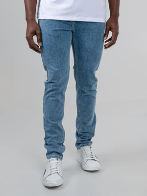 Saddle Stitch Slim Fit Denim - Light Blue