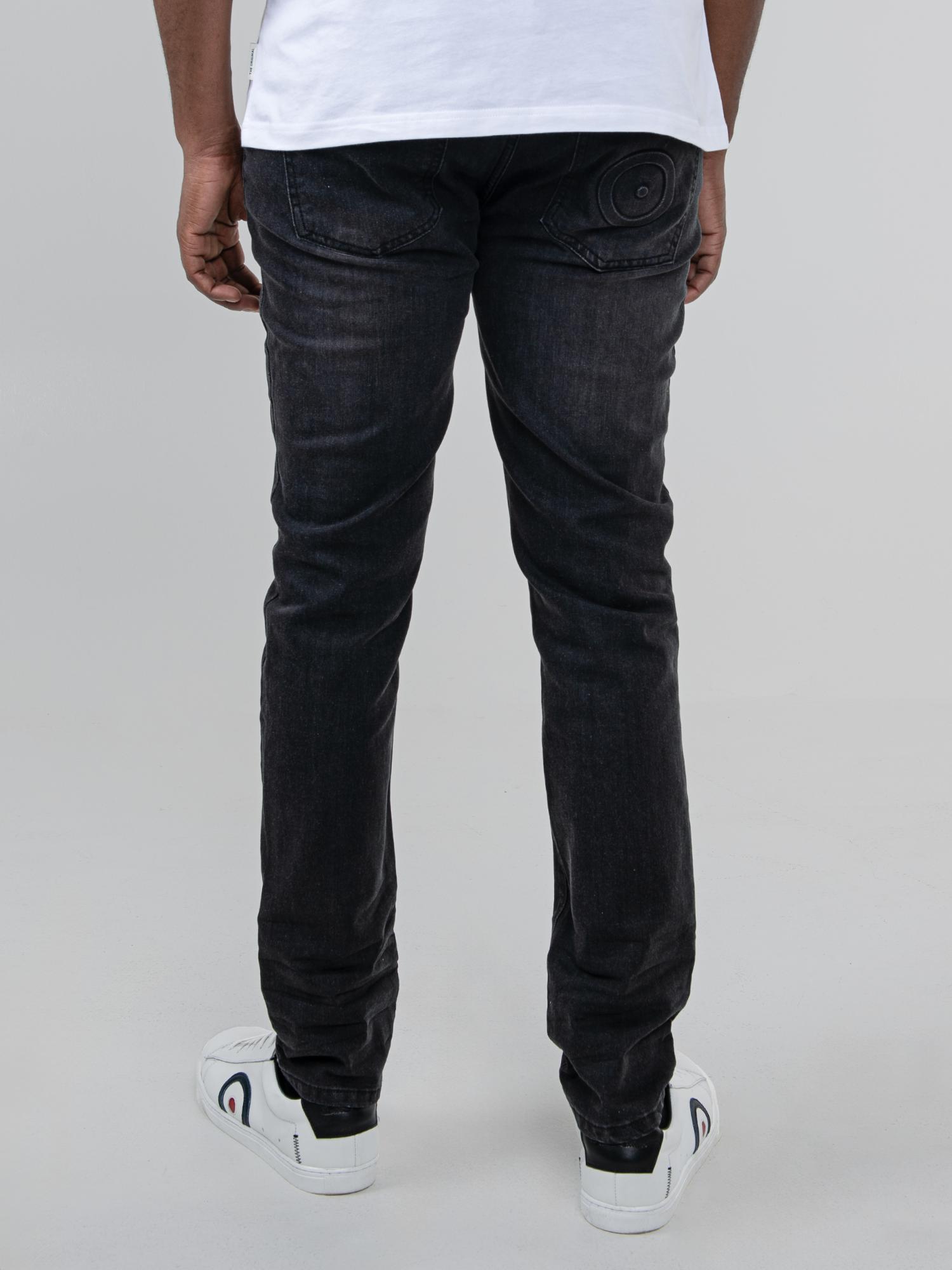 ABRASION DENIM SLIM FIT - Black