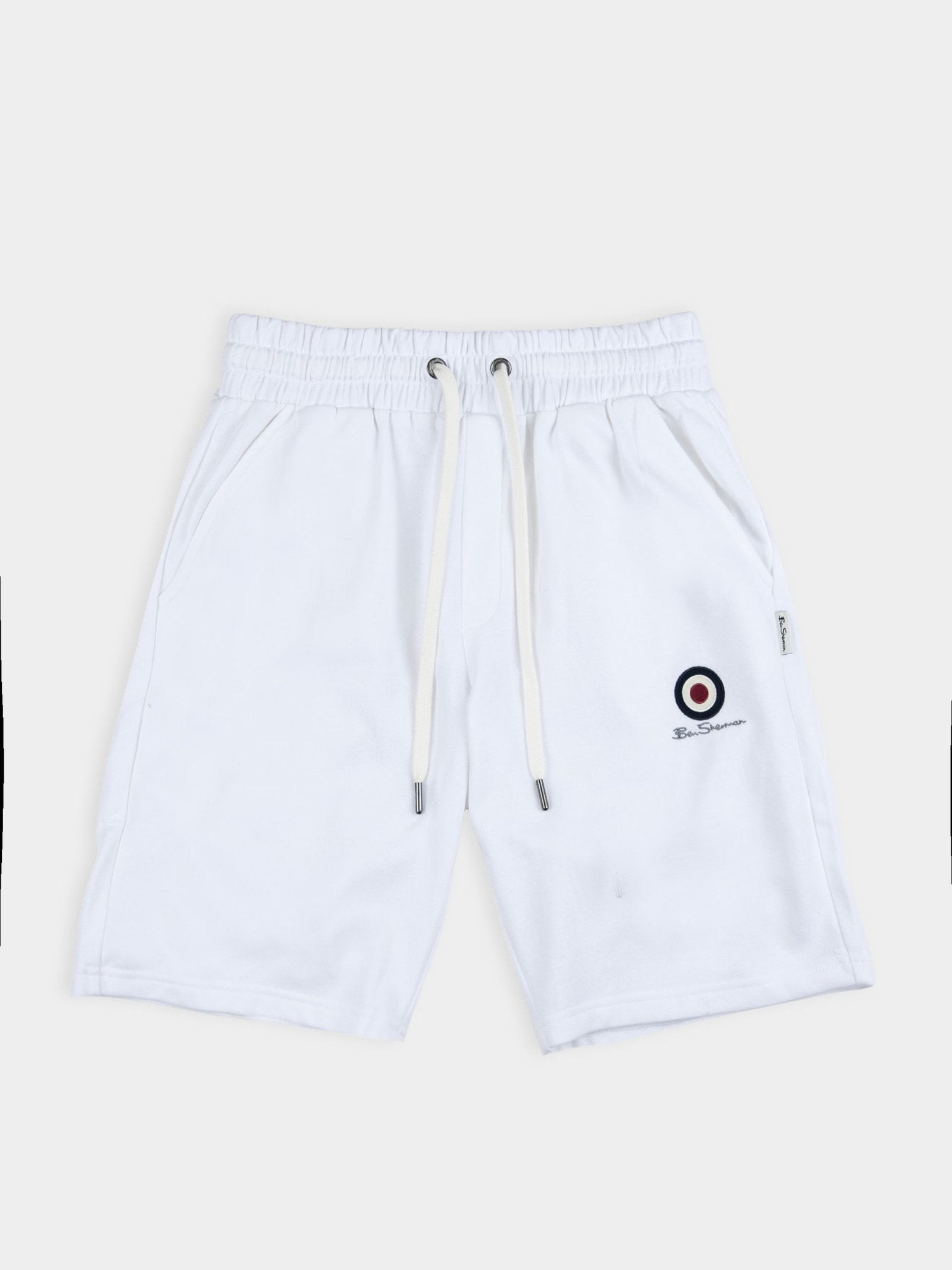 Ben Sherman Target Jogger Shorts in White – Men's casual shorts with elasticated waistband and iconic target emblem, South Africa