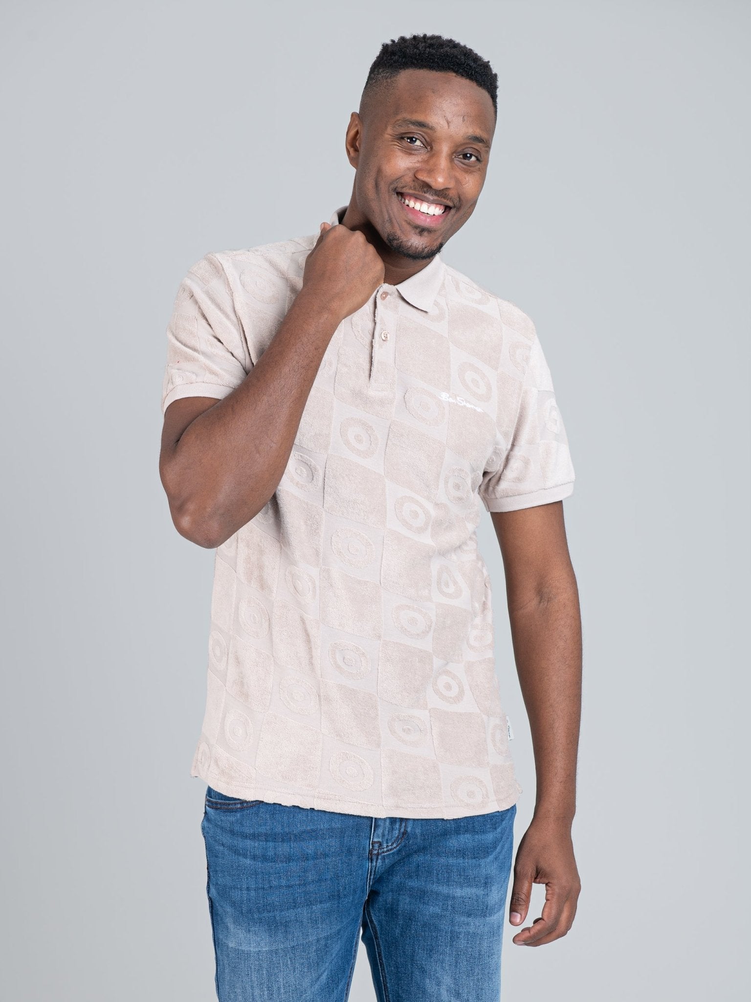 Terry Target Textured Polo - Plaster