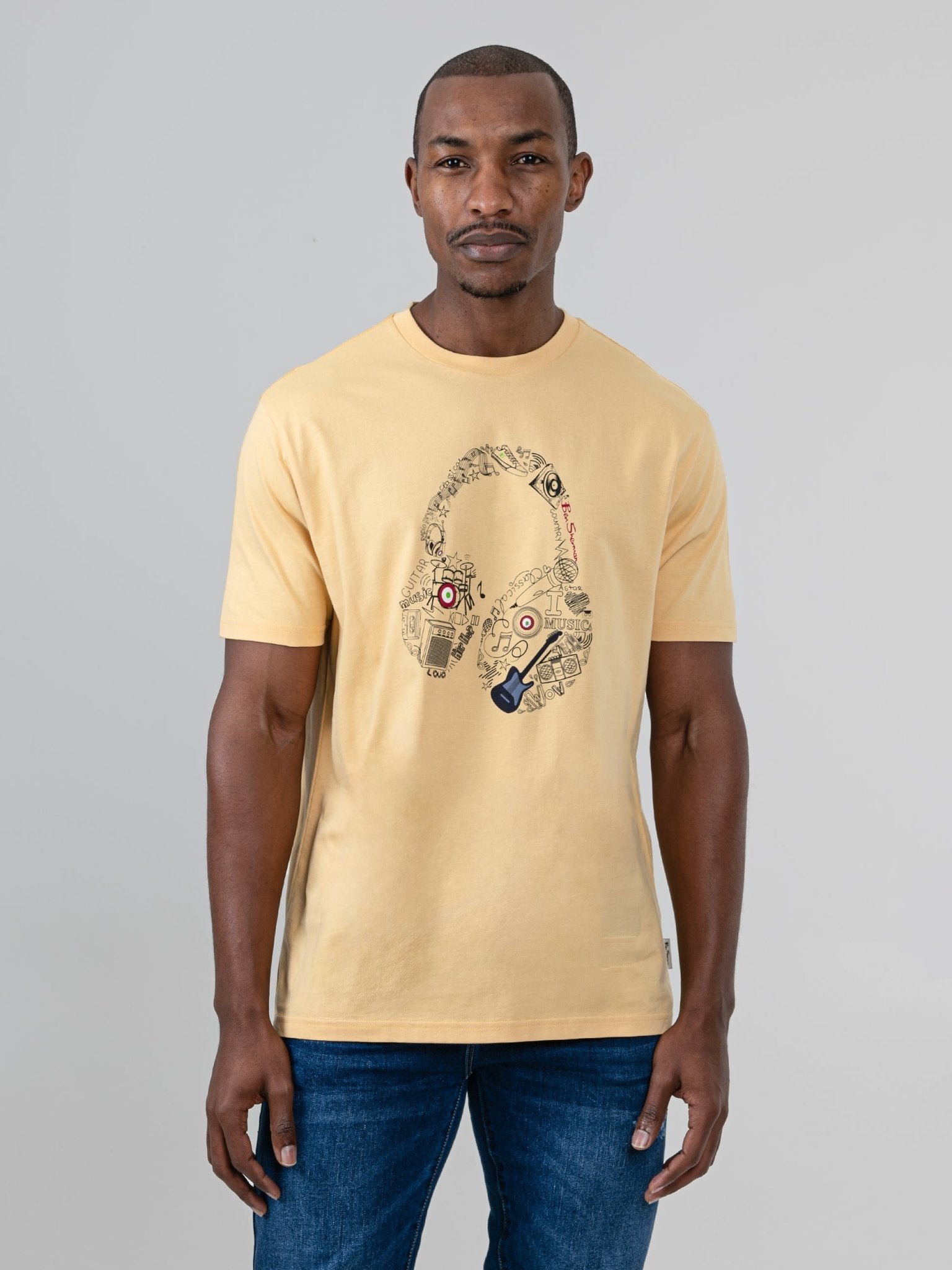 Typography Headphones Tee - New Wheat