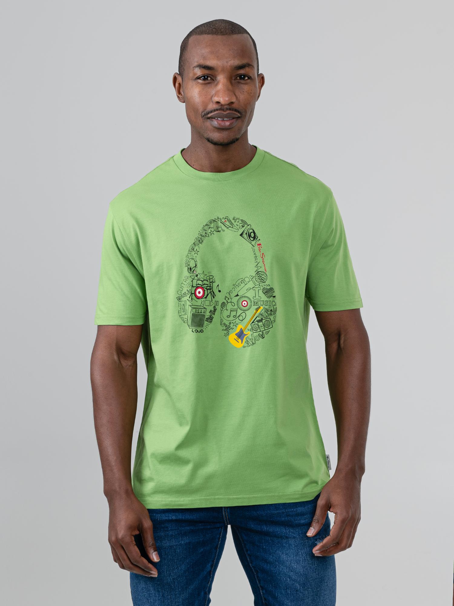 Typography Headphones Tee - Piquant Green