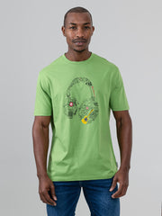 Typography Headphones Tee - Piquant Green