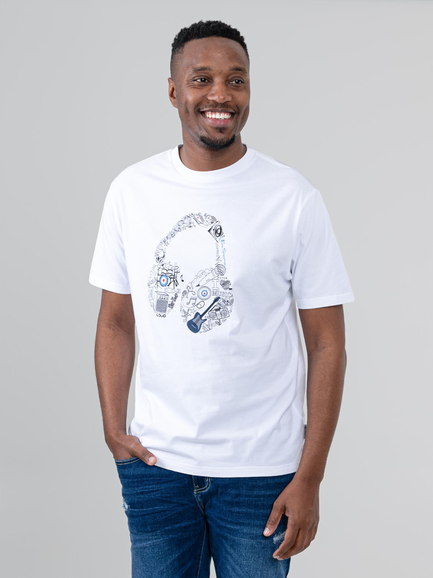 Typography Headphones Tee - White