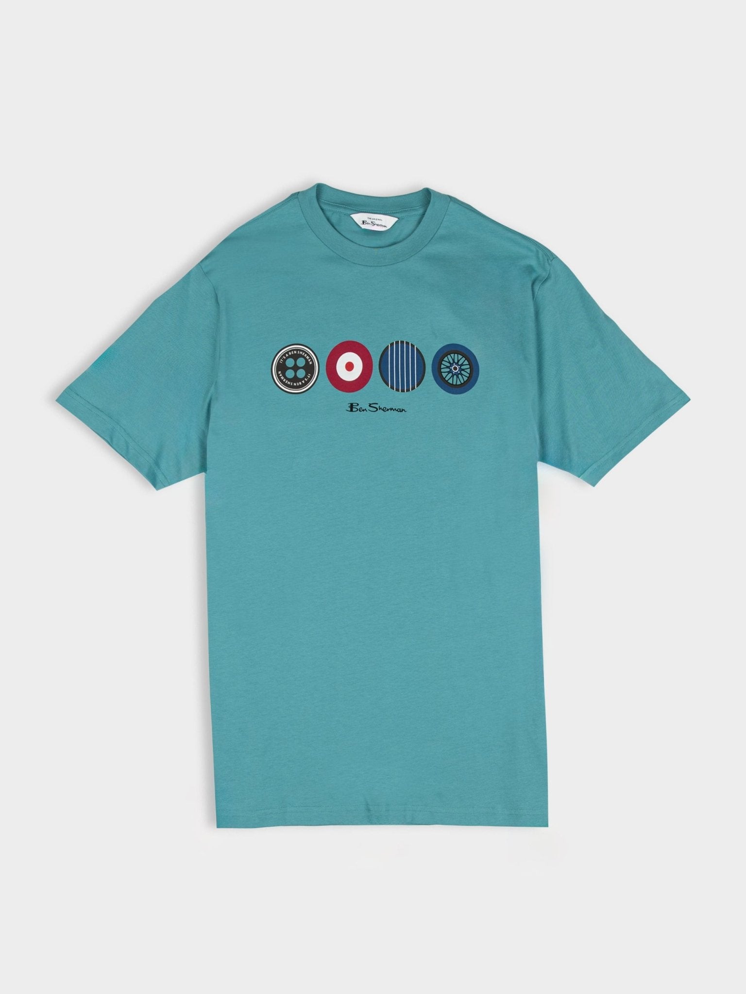Ben Sherman It's a Ben Sherman Tee in Aqua Teal – Men's graphic cotton T-shirt with iconic mod-heritage chest print and crew neck