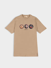 Ben Sherman 3 Ball Tee in Corn Stalk – men's graphic cotton crew neck t-shirt with mod-inspired three ball chest print, front view