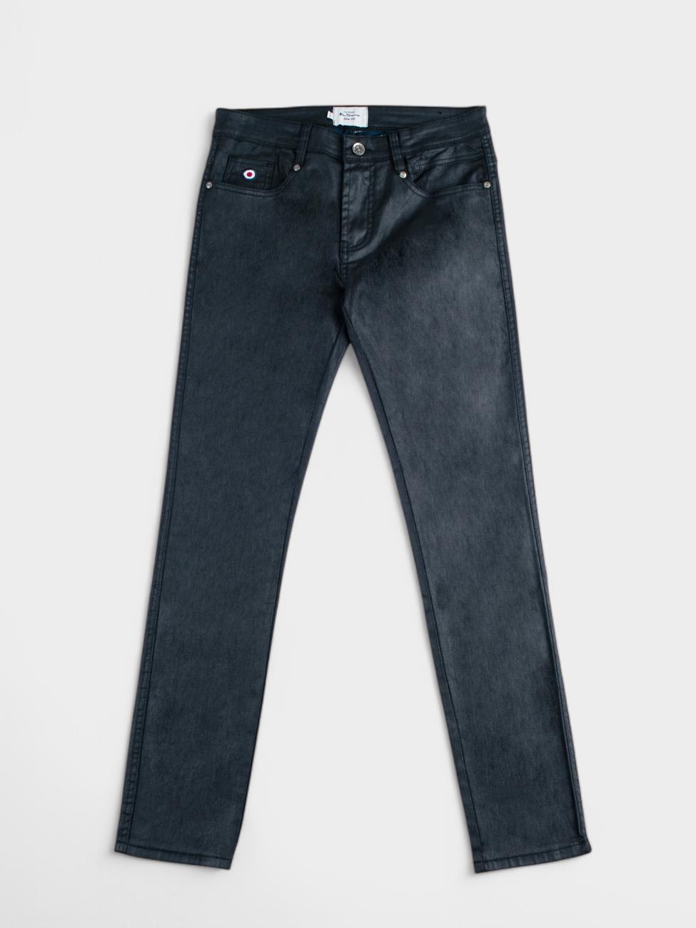 Ben Sherman Wax Leather Coated Denim – Black | Men's Slim-Fit