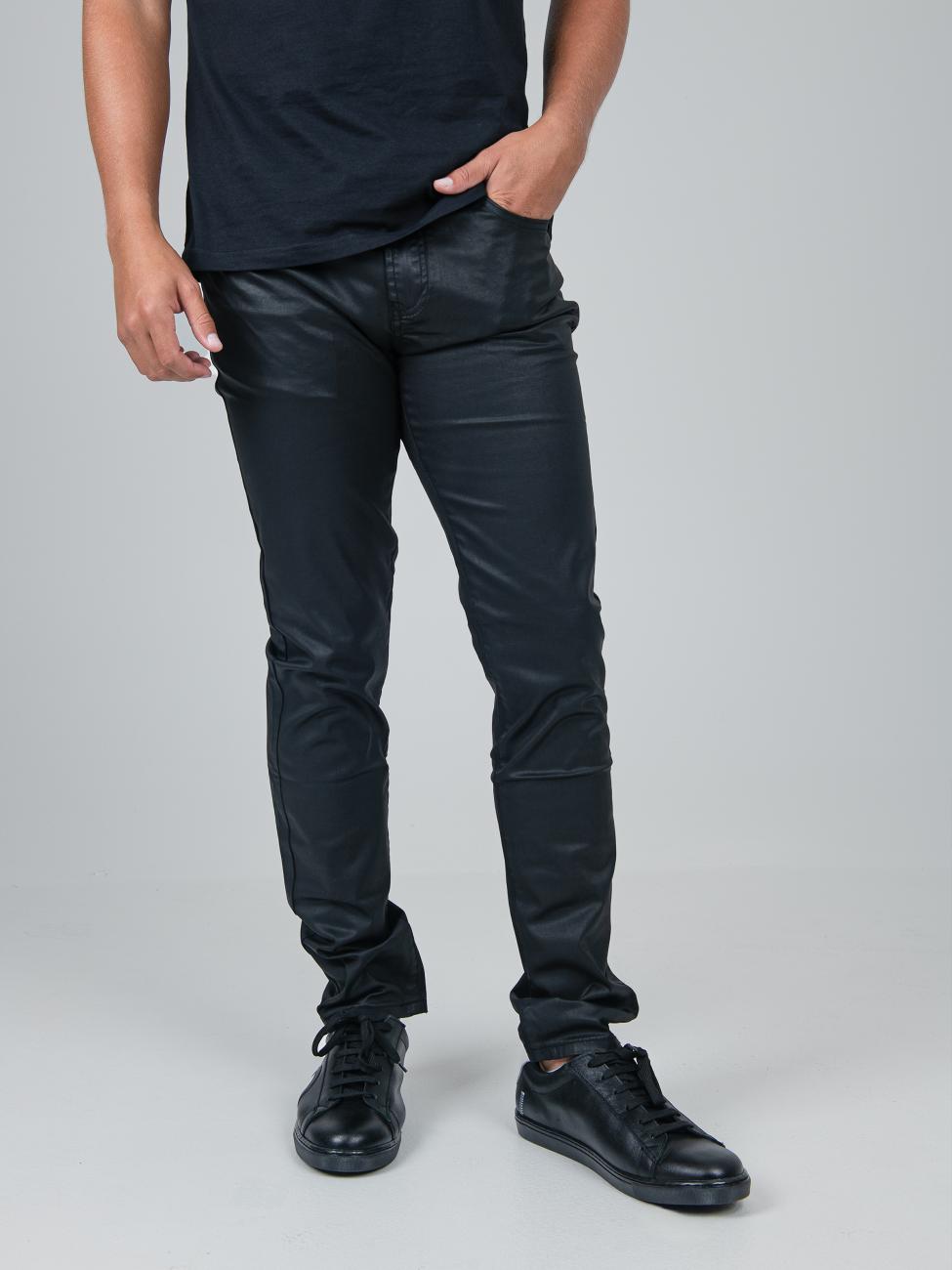 Wax Leather Coated Denim - Black