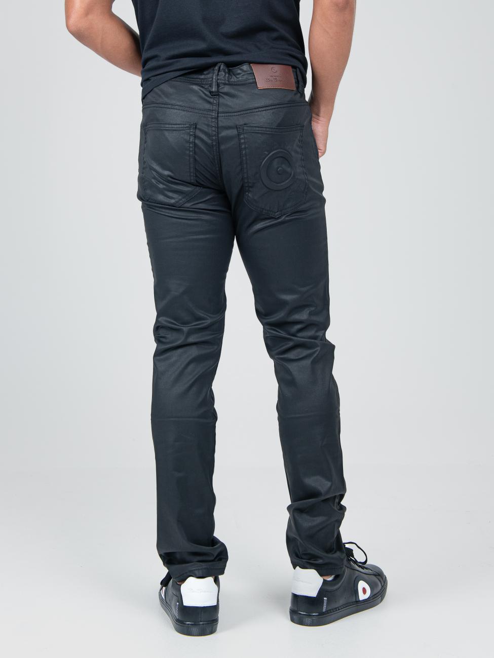 Wax Leather Coated Denim - Black