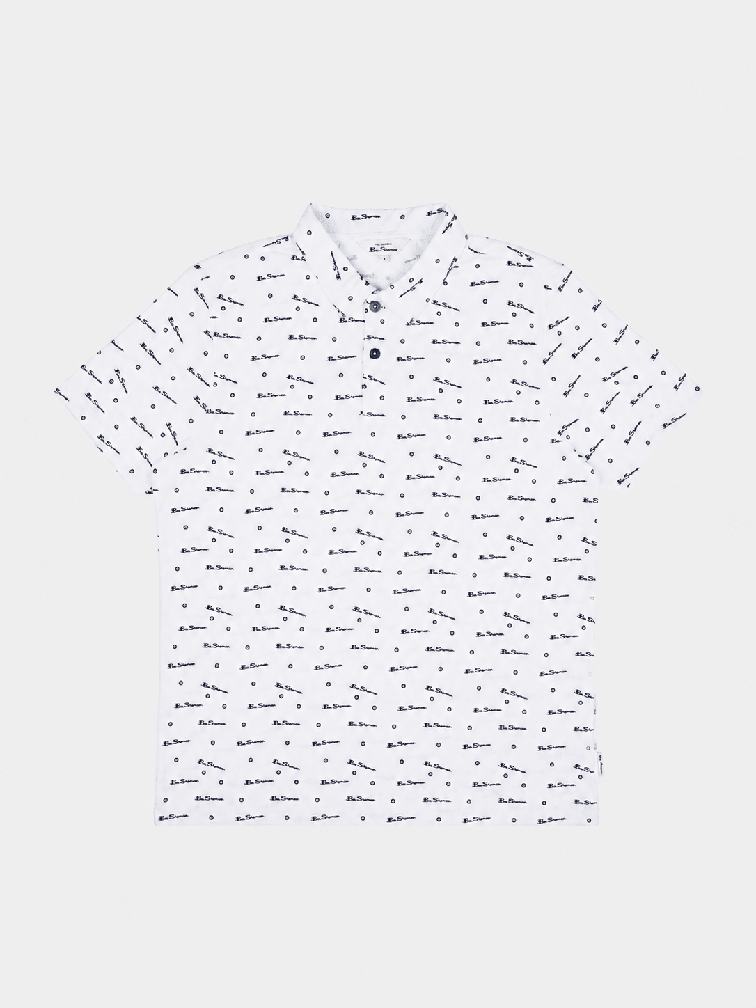 Ben Sherman Target All Over Print Polo in White - Front View