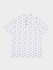 Ben Sherman Target All Over Print Polo in White - Front View