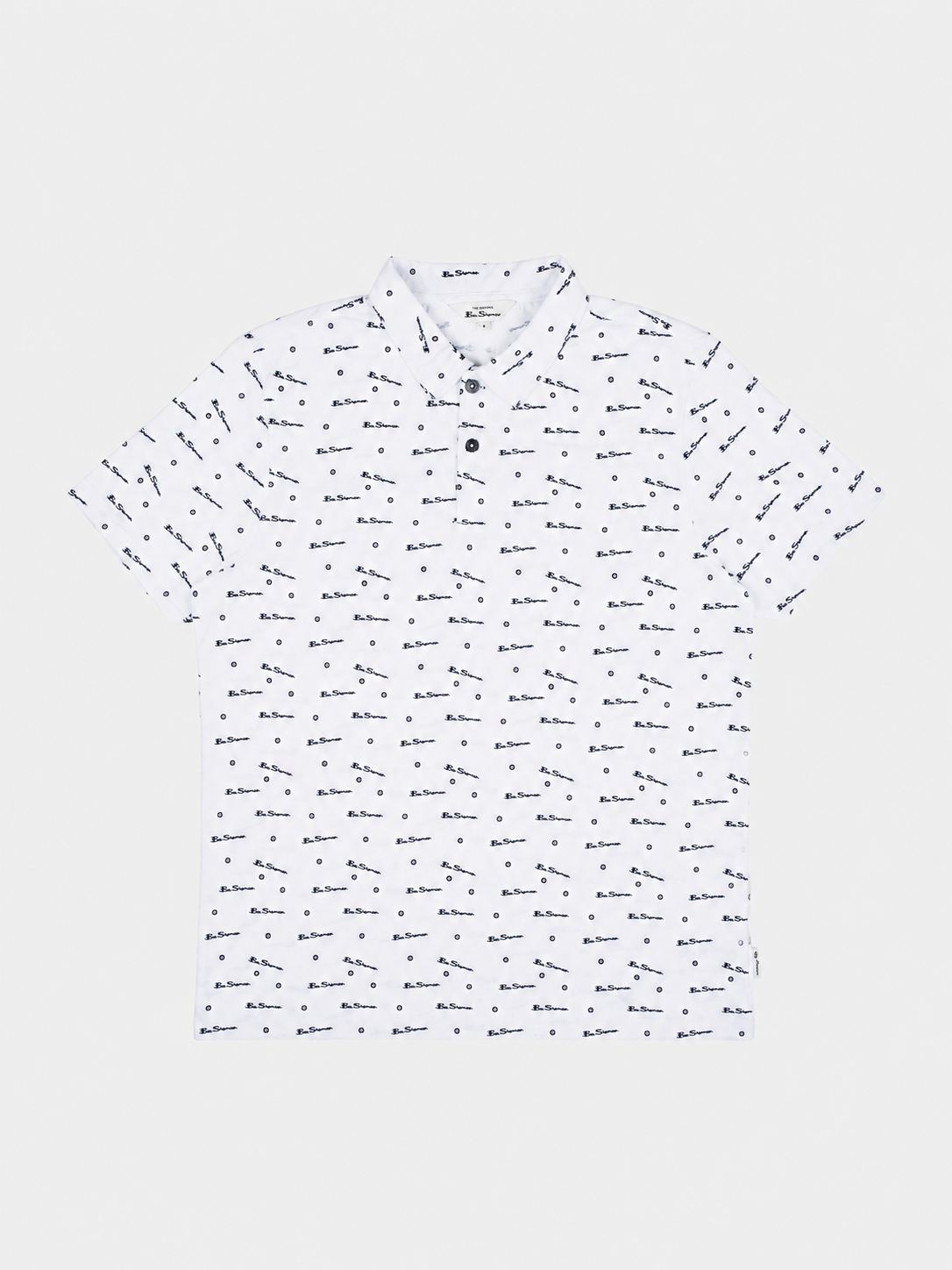 Ben Sherman Target All Over Print Polo in White - Front View