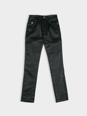 Wax Coated Sheen Slim Fit Denim - Olive