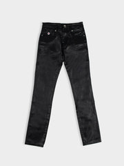 Wax Coated Sheen Slim Fit Denim - Black