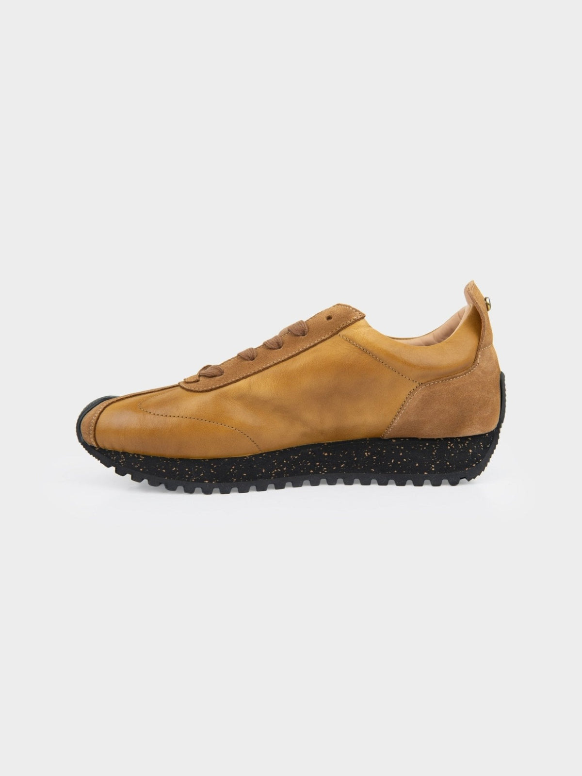 Ben Sherman Henry leather suede lace-up sneaker in mustard, inner side view