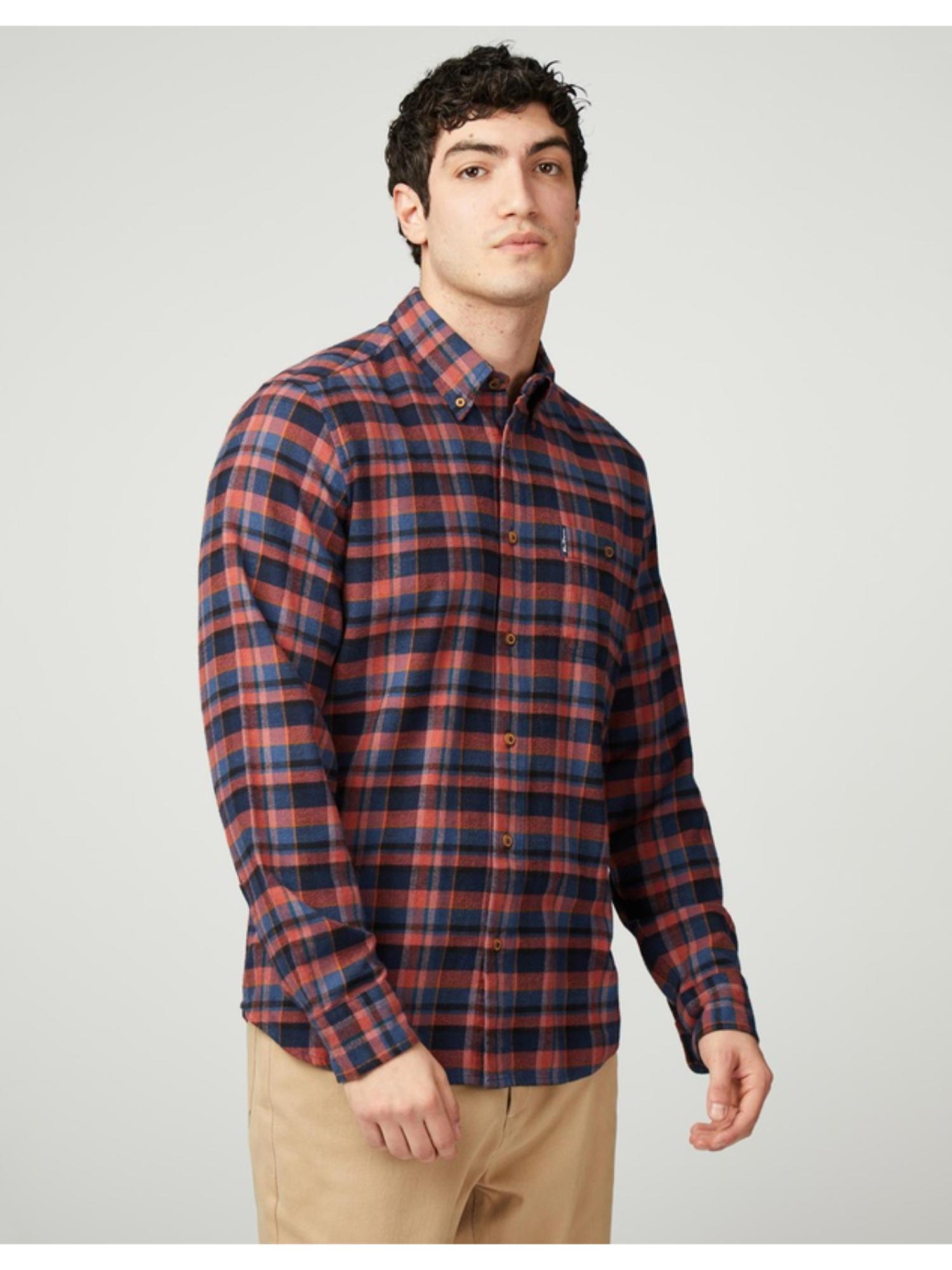 Brushed Plaid Check Long Sleeve Shirt